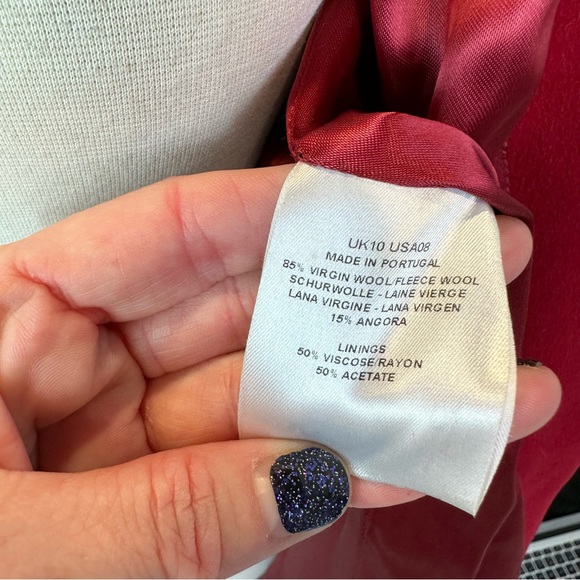 Jaeger Pea Coat Womens Wool Soft Stretch Pockets Collared Button Up Red 10 - Picture 11 of 11